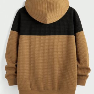 Manfinity KASUA Men??s Solid Color Splice Pocket Long Sleeve Minimalist Casual Hoodie - Image 2