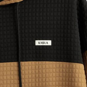 Manfinity KASUA Men??s Solid Color Splice Pocket Long Sleeve Minimalist Casual Hoodie - Image 3