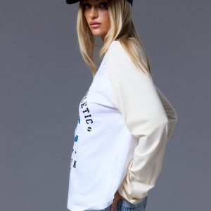 MUSERA V Neck Varsity Long Sleeve Top - Image 2