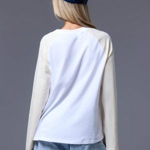 MUSERA V Neck Varsity Long Sleeve Top - Image 3