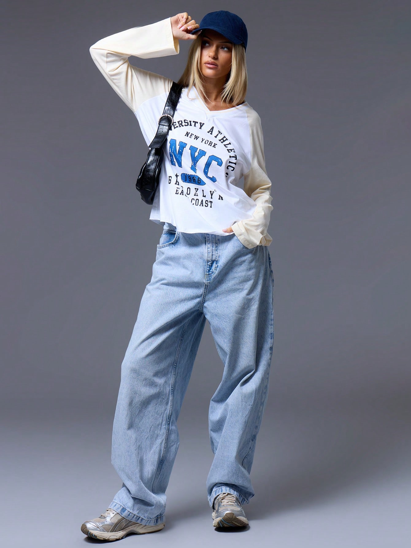 MUSERA V Neck Varsity Long Sleeve Top - Image 4