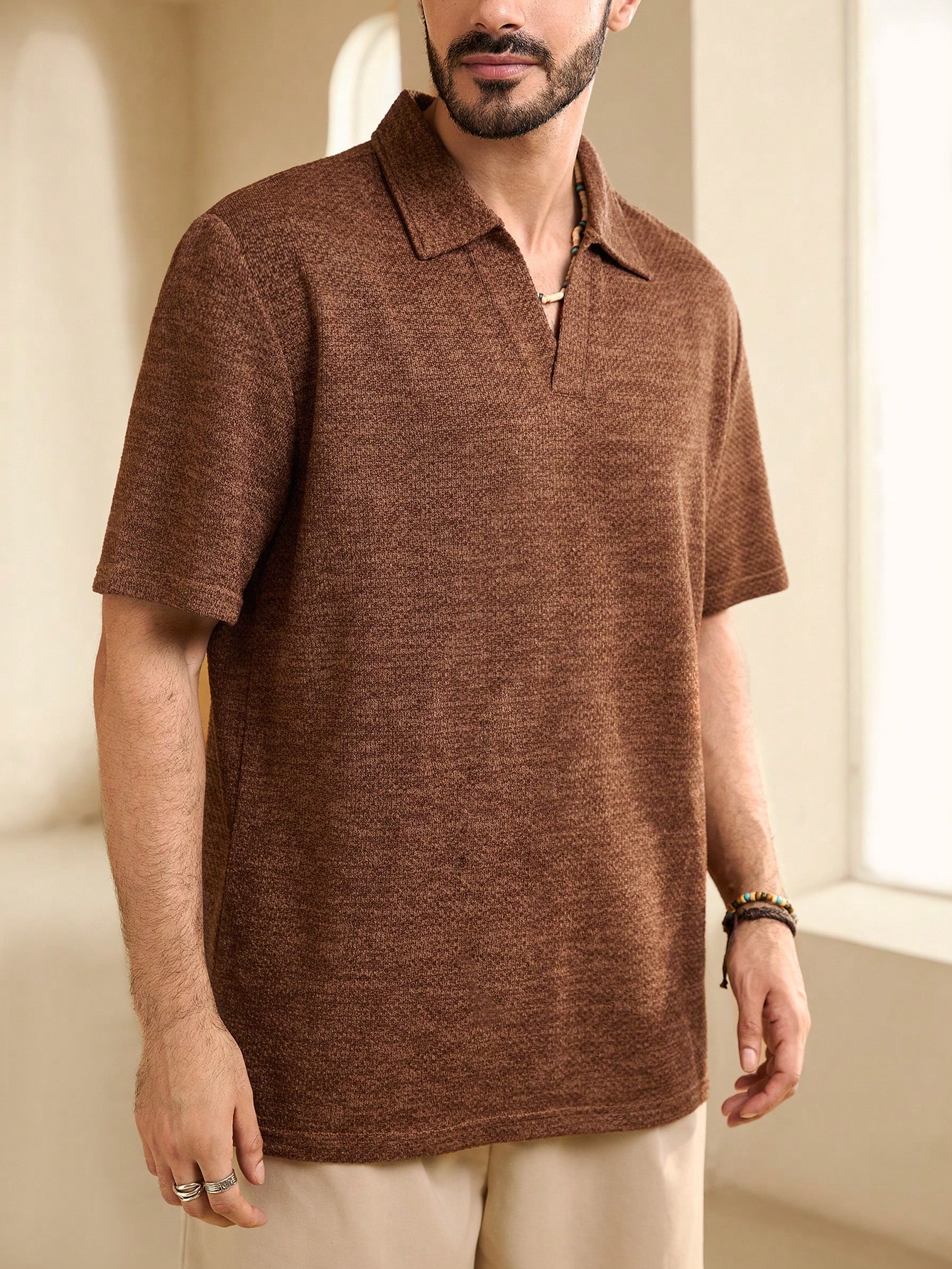 Manfinity KASUA Men??s Summer Solid Color Short Sleeve Casual Polo Shirt For Commuting - Image 1