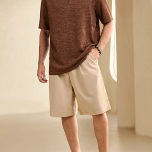 Manfinity KASUA Men??s Summer Solid Color Short Sleeve Casual Polo Shirt For Commuting - Image 4