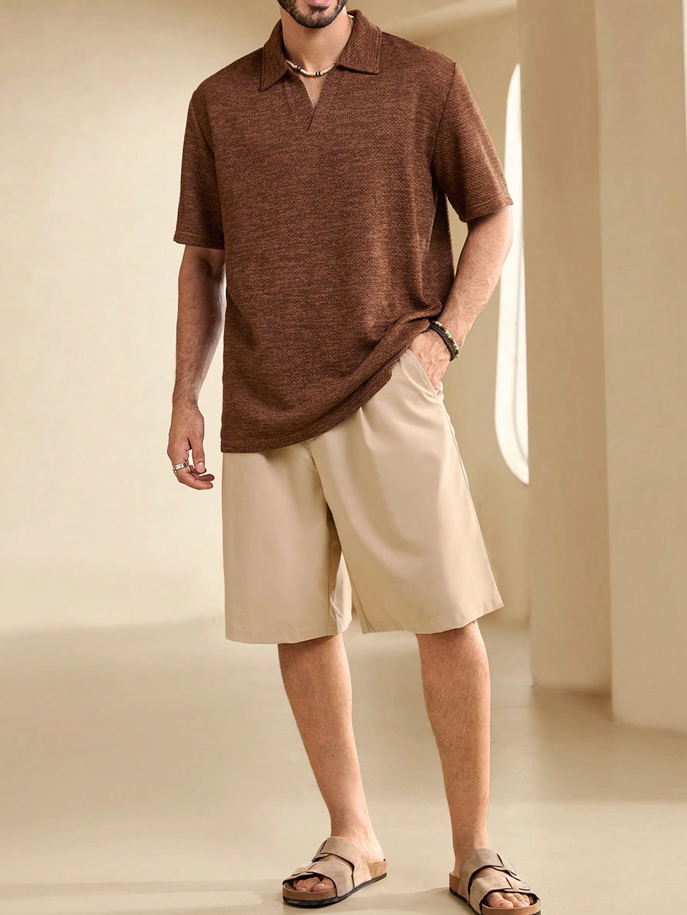 Manfinity KASUA Men??s Summer Solid Color Short Sleeve Casual Polo Shirt For Commuting - Image 4