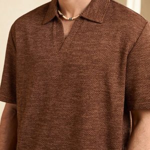 Manfinity KASUA Men??s Summer Solid Color Short Sleeve Casual Polo Shirt For Commuting - Image 5