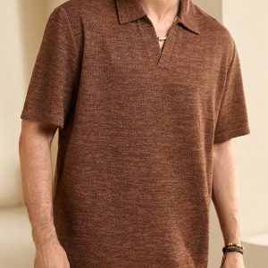 Manfinity KASUA Men??s Summer Solid Color Short Sleeve Casual Polo Shirt For Commuting - Image 6