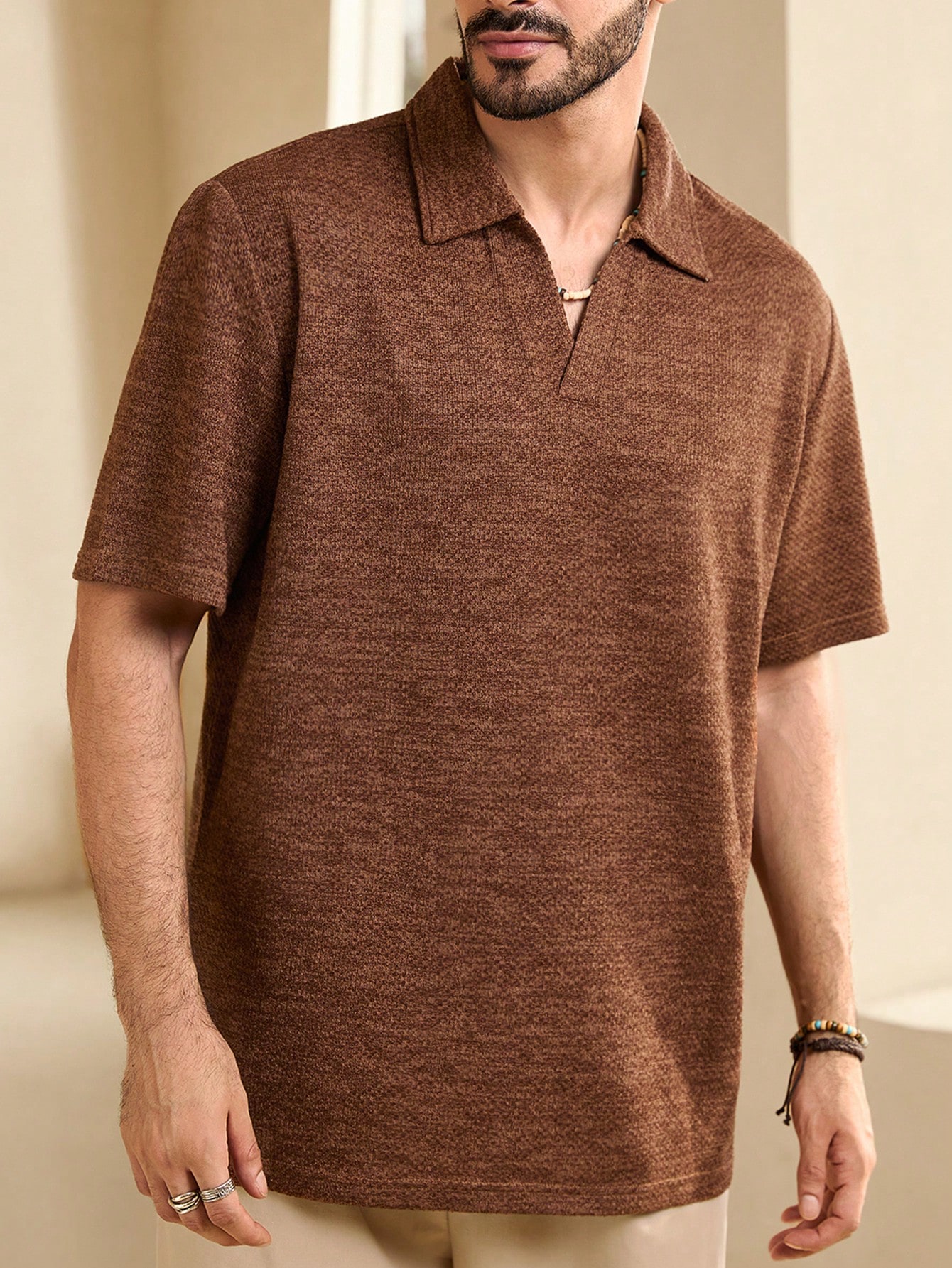 Manfinity KASUA Men??s Summer Solid Color Short Sleeve Casual Polo Shirt For Commuting - Image 6