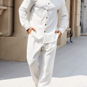 Manfinity KASUA Men??s Solid Color Button-Up Shirt And Pants Suit, Minimalist - Image 4