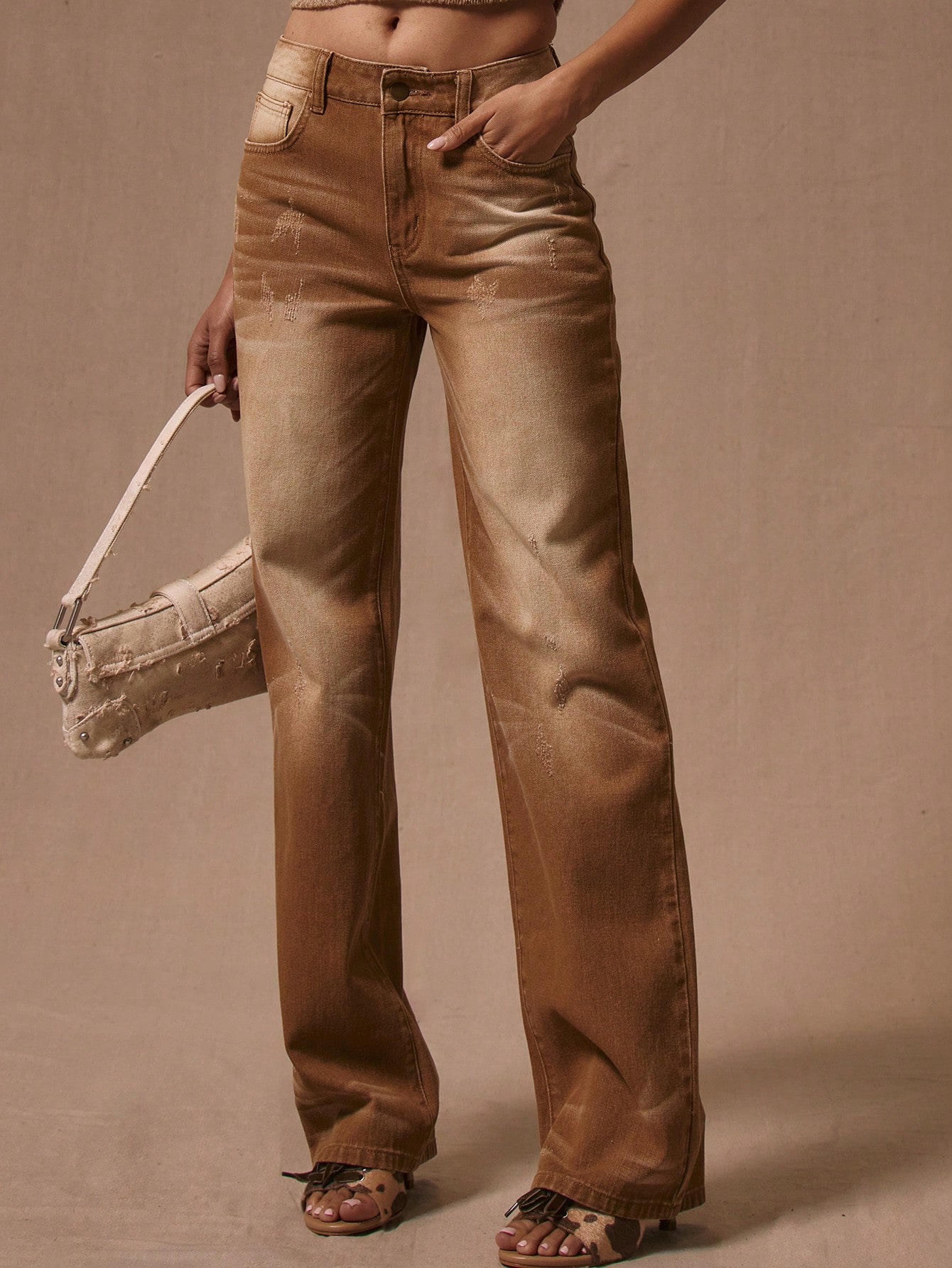 MUSERA Distressed Straight Leg Fit Jeans - Image 2