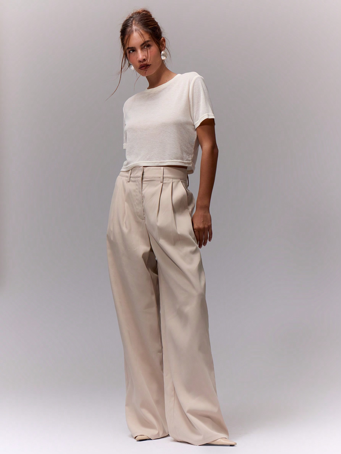 MUSERA Business,Fall Clothes,Teacher Outfit,Work High Waist Double Pleated Trousers - Image 1