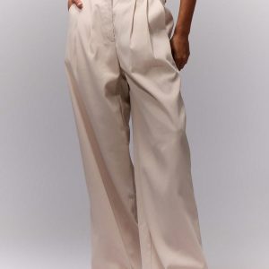 MUSERA Business,Fall Clothes,Teacher Outfit,Work High Waist Double Pleated Trousers - Image 3