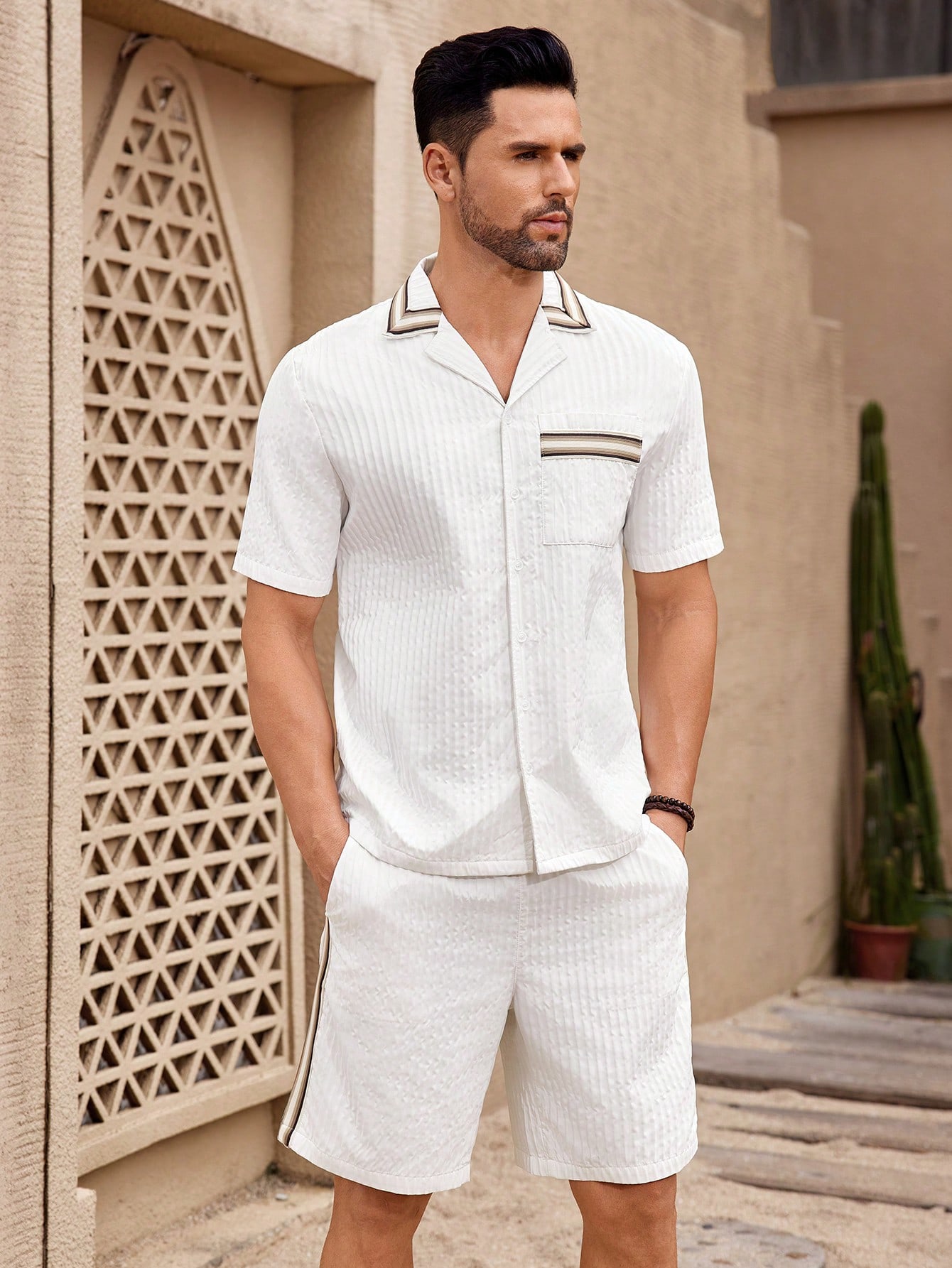 Manfinity KASUA Men??s Short Sleeve Shirt And Shorts Set - Image 1
