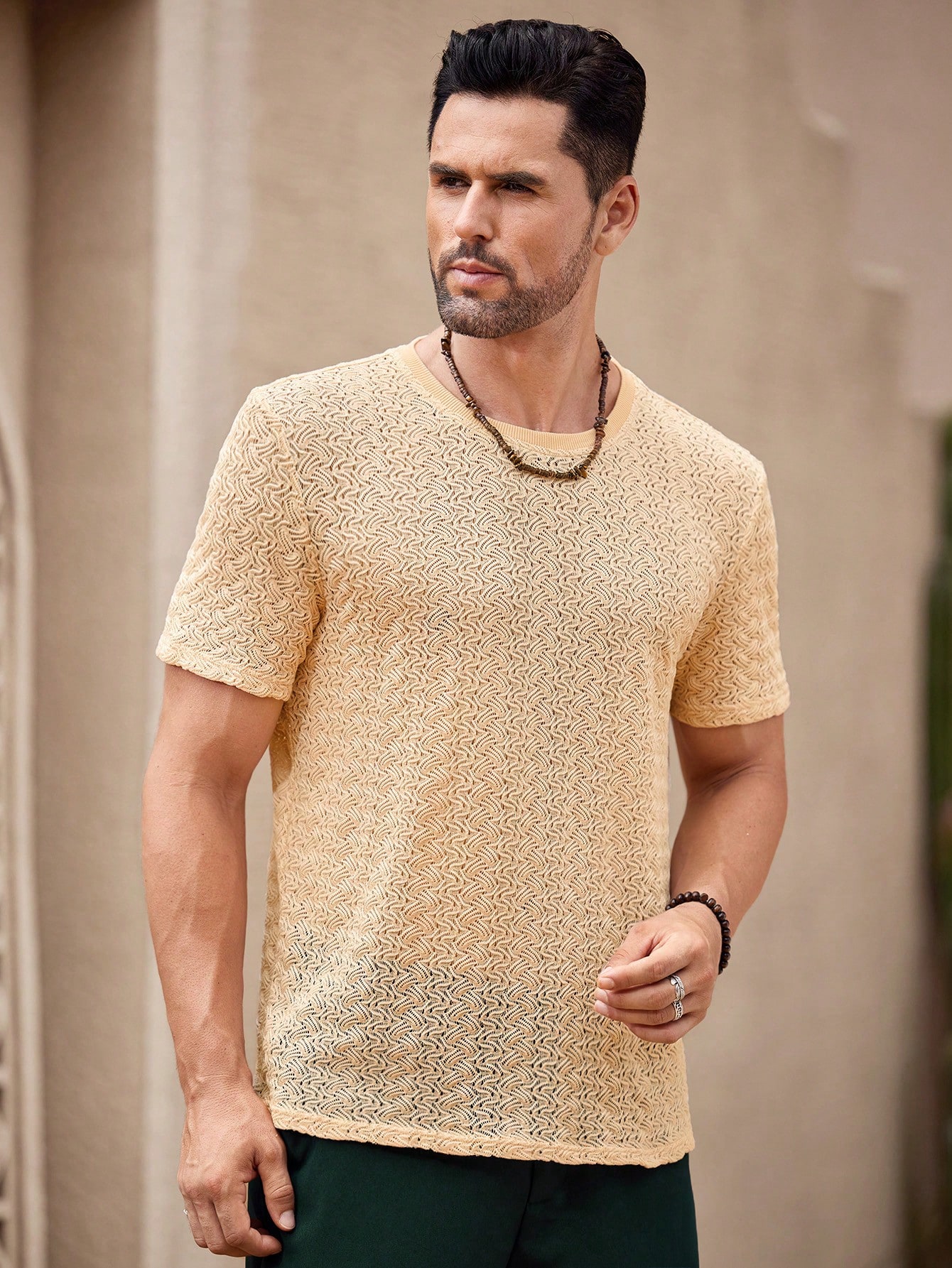 Manfinity KASUA Men??s Solid Color Crew Neck Casual Short Sleeve T-Shirt - Image 1