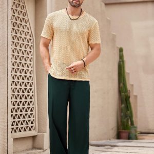 Manfinity KASUA Men??s Solid Color Crew Neck Casual Short Sleeve T-Shirt - Image 3