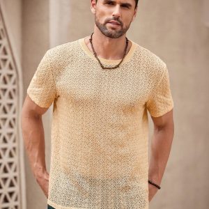 Manfinity KASUA Men??s Solid Color Crew Neck Casual Short Sleeve T-Shirt - Image 4