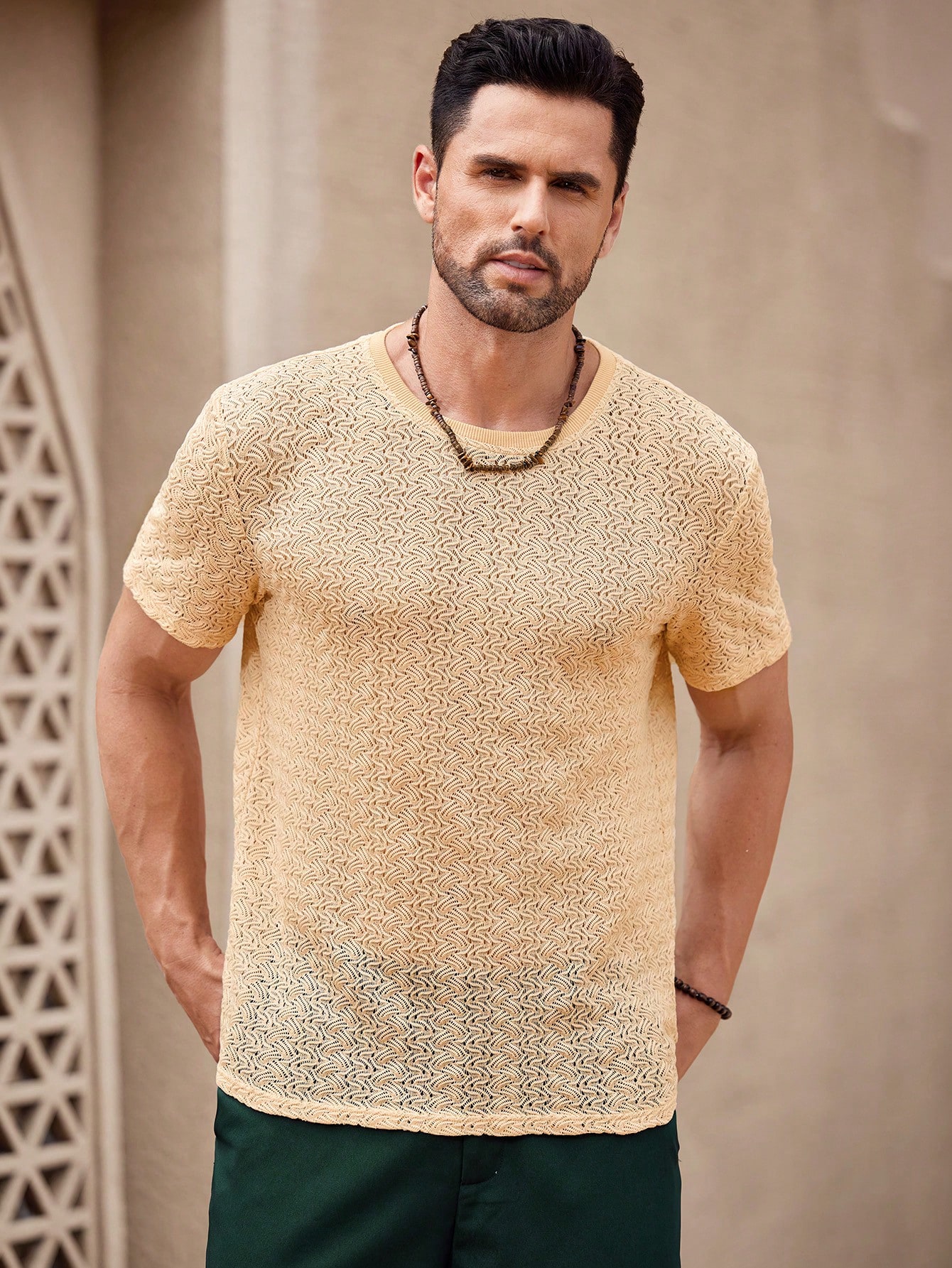 Manfinity KASUA Men??s Solid Color Crew Neck Casual Short Sleeve T-Shirt - Image 4