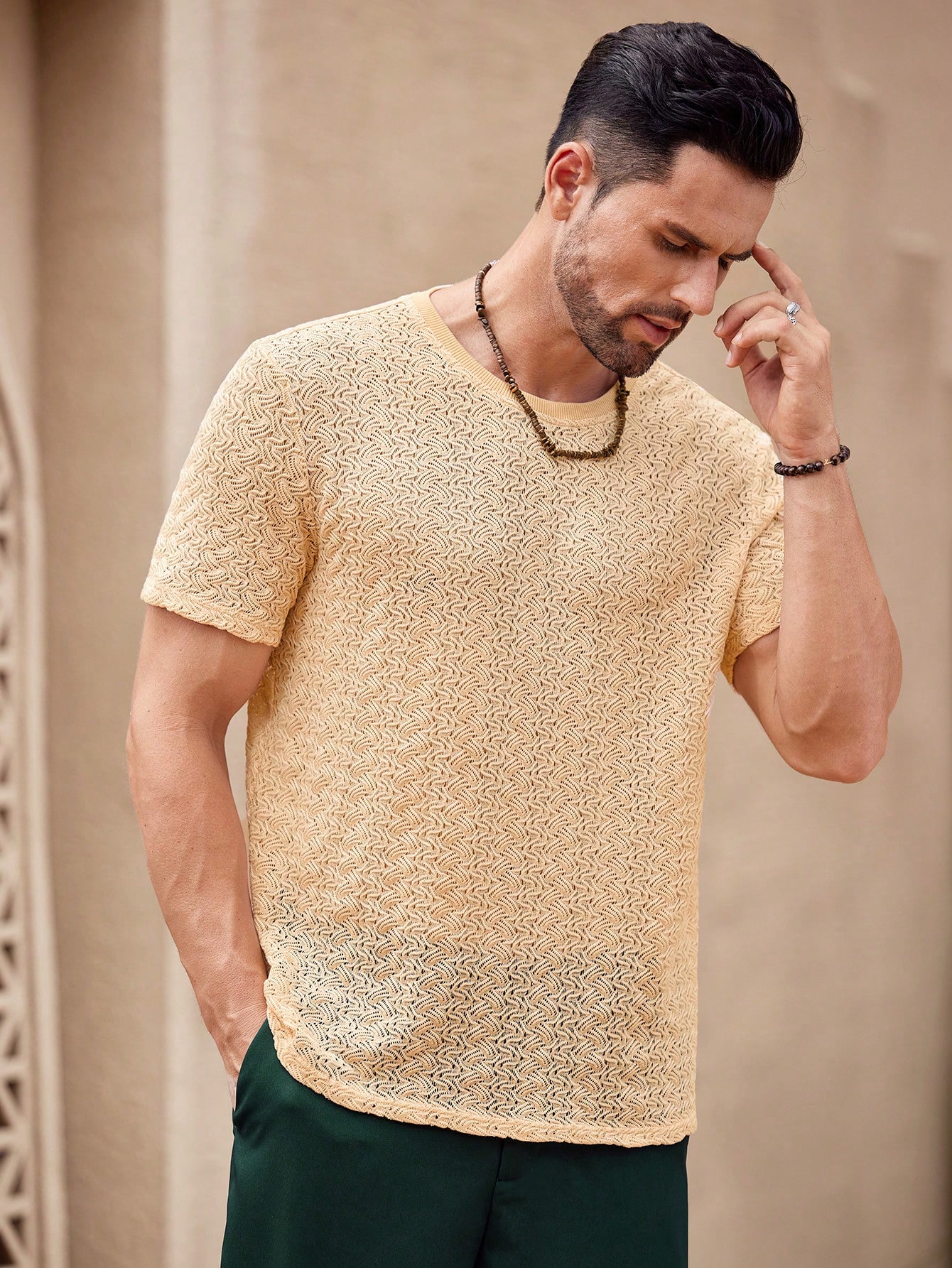 Manfinity KASUA Men??s Solid Color Crew Neck Casual Short Sleeve T-Shirt - Image 5