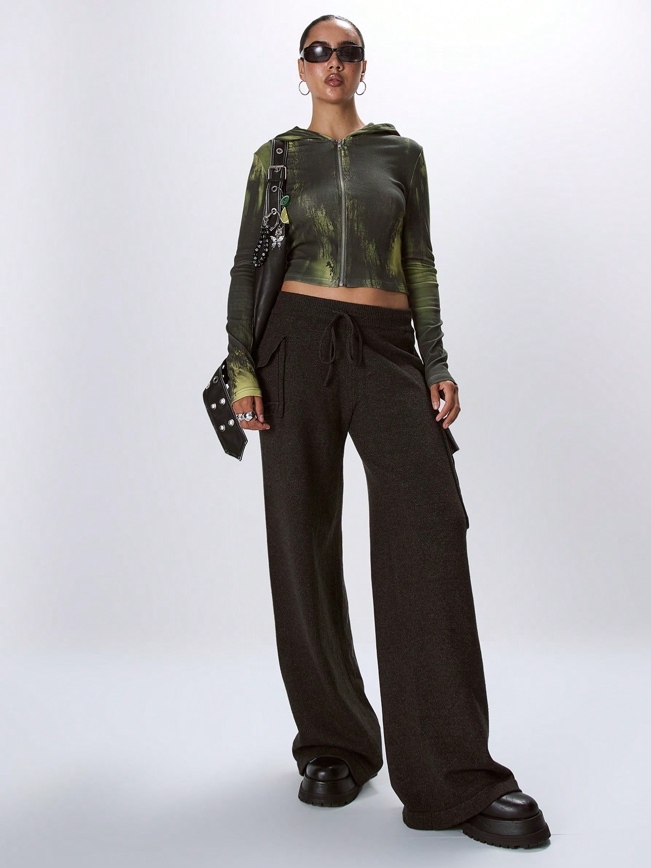 MUSERA Hooded Textured Zip Up Jacket - Image 1