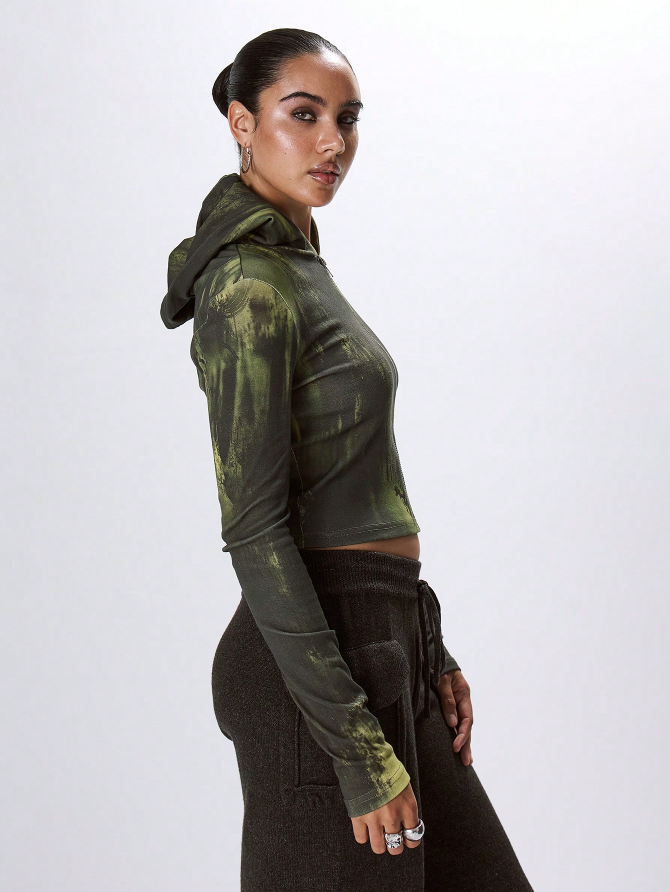 MUSERA Hooded Textured Zip Up Jacket - Image 2