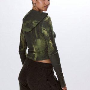 MUSERA Hooded Textured Zip Up Jacket - Image 3