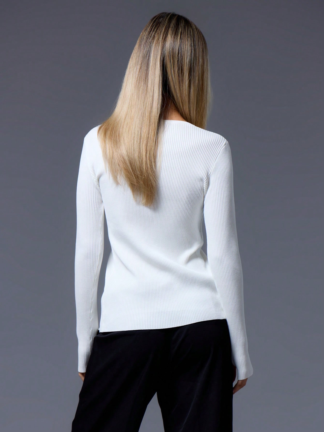 MUSERA Cutout Tie Front Long Sleeve Sweater - Image 3