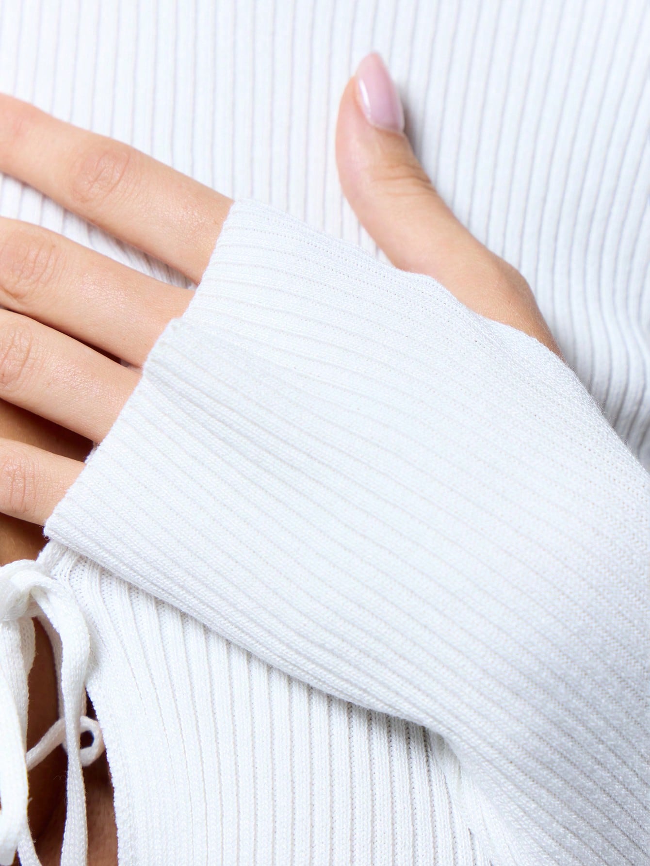 MUSERA Cutout Tie Front Long Sleeve Sweater - Image 5