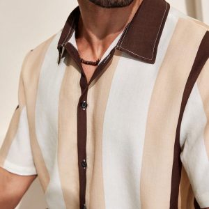 Manfinity KASUA Men??s Color Block Printed Short Sleeve Knit Shirt - Image 3