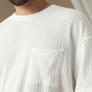 Manfinity KASUA Men Summer Solid Color Round Neck Oversized Short Sleeve Pocket T-Shirt And Shorts Set - Image 5