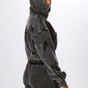 MUSERA Cropped Hooded Acid Wash Sweatshirt - Image 4