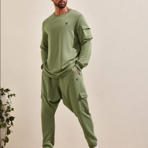 Manfinity KASUA Men Flap Pocket Side Sweatshirt & Sweatpants
