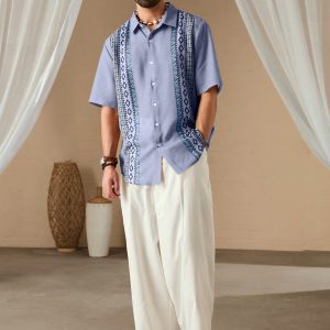 Manfinity KASUA Men??s Summer Geometric Printed Short Sleeve Casual Shirt - Image 4