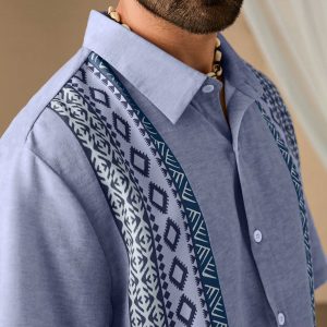 Manfinity KASUA Men??s Summer Geometric Printed Short Sleeve Casual Shirt - Image 5